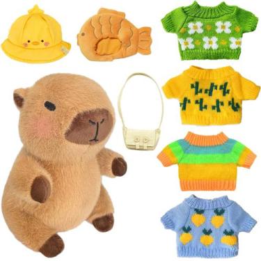 Imagem de Conjunto de brinquedos de pelúcia Kireidane Capybara com 7 roupas e ac
