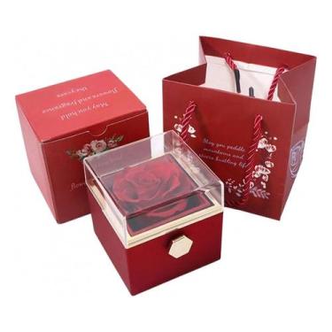 Imagem de Preserved Eternal Rose + caixa de presente+bolsa para presente de Nata