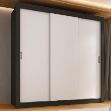 Imagem de Guarda-roupa Casal Multimóveis Barcelona 3 Portas De Correr Cr35401 Preto-branco Preto-branco