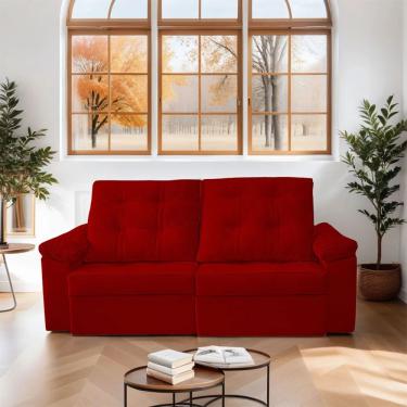 Imagem de Sofá Sevilha Retrátil 3 Lugares Vermelho Simonetto - Lojas Curitibanas