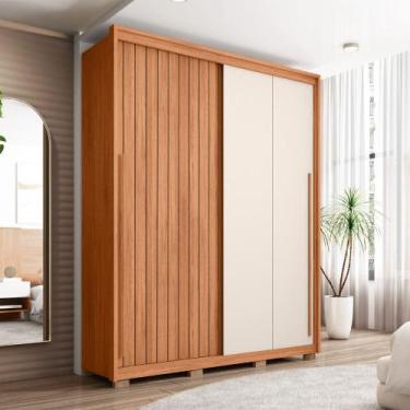 Imagem de Guarda Roupa Solteiro Polaris Ripado com 2 Portas de Correr 3 Gavetas 