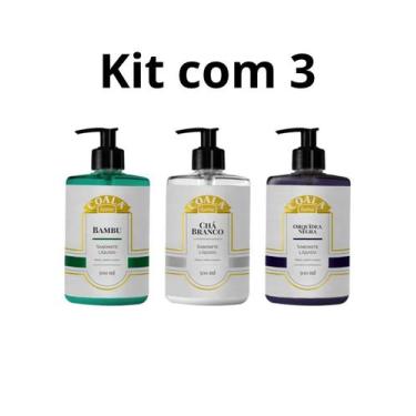 Imagem de Kit c3 sabonetes liq. 500ml bambucha brancoorq. negra - Coala Home