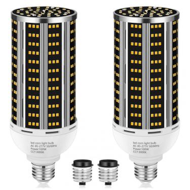 Imagem de Lâmpada de Milho LED 100W 2 unidades, Luz Branca Quente 3000K Equivalente a 1000W, Base Média E26/E39, 14200LM, para Áreas Amplas,YANYCN