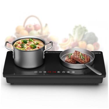 Imagem de Cooktop de Indução Duplo Portátil 1800W, Com Toque Sensível, 9 Níveis de Potência, Cont...