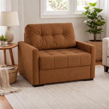 Imagem de Sofá Cama Solteiro 100cm Murilo Uno Linho Linho Marrom