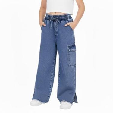 Imagem de Calça Juvenil Look Jeans Pantalona Jeans - 10 - UNICA-Feminino