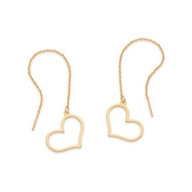 Imagem de Brinco Pêndulo Coração Vazado Banhado a Ouro Rommanel 527585 Cor:Doura
