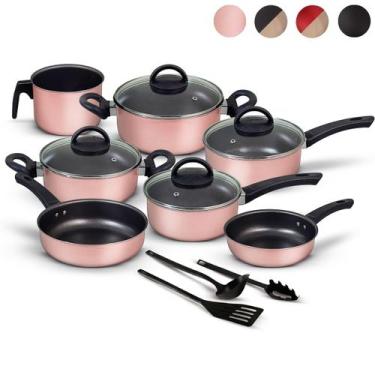 Imagem de Jogo de Panelas 10 Peças Alumínio Antiaderente Com Utensílios e Tampa 