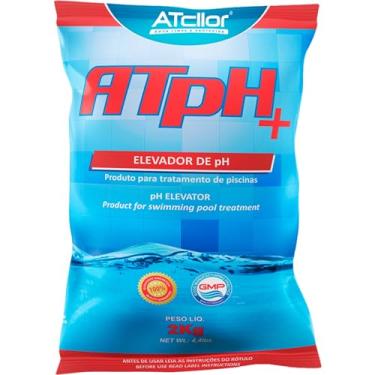 Imagem de AtCllor, Elevador de PH para piscina, Aumenta o Ph da água, ATpH+, Barrilha, Pó, 2 Kg, Vermelho