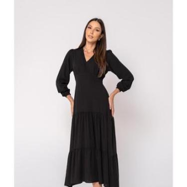 Imagem de Vestido Salvatore Fashion Midi Viscolinho Babado Feminino-Feminino