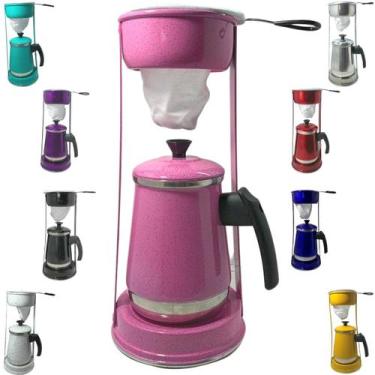 Imagem de Bule Com Mancebo Coador De Café colorido Retro em Alumínio Mariquinha 