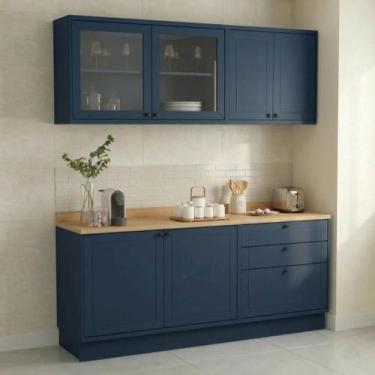 Imagem de Cozinha Compacta 4 Peças 6 Portas 3 Gavetas com Vidro em MDF Sevilha A