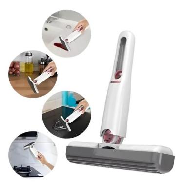 Imagem de Mini Mop Esfregão Rodo Portátil Retrátil Branco 28,5x16cm Dobrável Lim