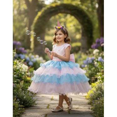 Imagem de Vestido Tema Unicórnio Festa Luxo Infantil Juvenil Oferta - Pingo de G