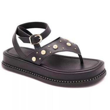 Imagem de 23402FP-Sandália Flatform Feminina Papete Tiras Fivela Floter-Feminino