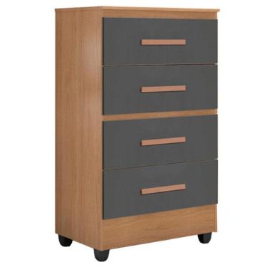 Imagem de Cômoda Lite 4 Gavetas Nature Cinza – Móveis Leão