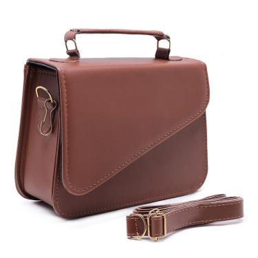 Imagem de Bolsa Feminina Pequena OEM Lolita Clutch em Couro Ecológico 14x17x6 cm Marrom com Alça Removível