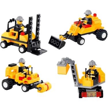 Imagem de Blocos de Montar Canteiro de Obras para Construção com Veículos de Escavadeira Caminhão...