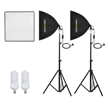 Imagem de Iluminação Estúdio com Softbox 50x50 220v + 2 Lâmpadas 5400k + 2 Tripé
