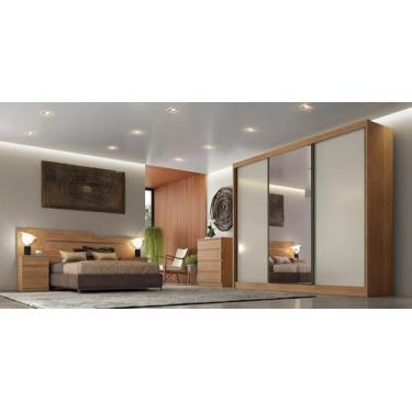 Imagem de Guarda Roupa Casal com 1 Porta Espelhada 4 Gavetas - Londres-Cumaru/Fe