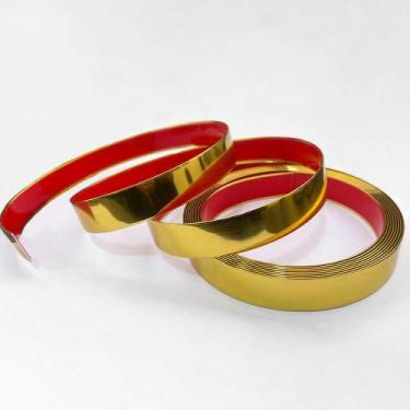 Imagem de Kit 3 Fita Metalizada Auto Colante Dourado PVC 24mm Decoração de Móvei