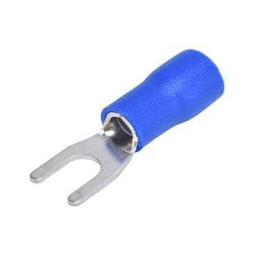 Imagem de Kit 100 Terminal Elétrico Forquilha Garfo 1,5 a 2,5mm Azul - ATMX