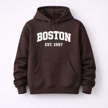 Imagem de Moletom Unisex Flanelado Canguru Quentinho Boston - NoBrand, Marrom, M