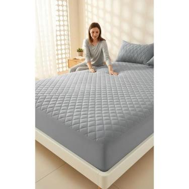 Imagem de Protetor Colchão Queen Impermeável Antiácaro Matelado Cinza - Congratu