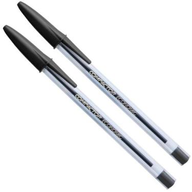 Imagem de Kit 2 Canetas Esferográficas 1.0mm Economic Preta Compactor