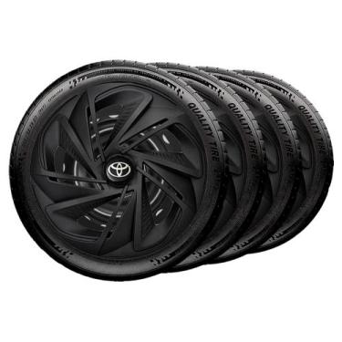 Imagem de Jogo 4 Calota Nitro Aro 14 Preta Fosca Toyota Etios Corolla - Elitte