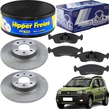 Imagem de Kit Disco Freio Pastilha Uno Way Vivace 2010 A 2021 Solido - HIPPERFRE