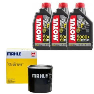 Imagem de Kit Troca Óleo 3l Motul 5000+ 10w30 + Filtro Metal Leve