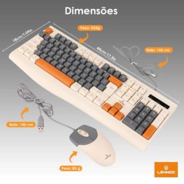 Imagem de Kit Teclado E Mouse Com Fio Usb Membrana Silicone Silenciosa Lehmox LE