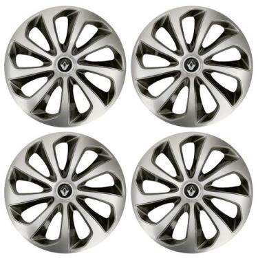 Imagem de Jogo Calota Velox 15 Prata Preto Sandero Logan Scenic - Garagem Online