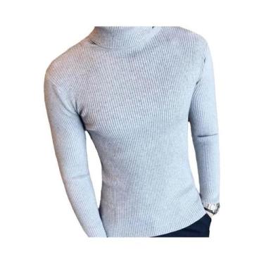 Imagem de Suéter Masculino Slim Fit De Gola Alta, Pulôver De Malha Quente Para O