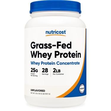 Imagem de Concentrado de proteína de soro de leite Nutricost Grass-Fed 907g sem sabor-Unissex