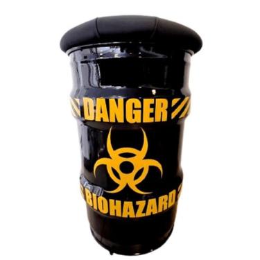 Imagem de Banco tambor danger preto tonel banqueta - EMPORIO CANTO DO CHURRASCO