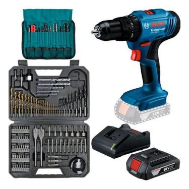 Imagem de Parafusadeira Bosch Gsb 183-li + 1 Bateria Kit 103 Peças Azul 127/220v