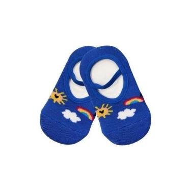 Imagem de Meia Infantil Sapatilha Azul Alegria com Solado Antiderrapante Cantaro