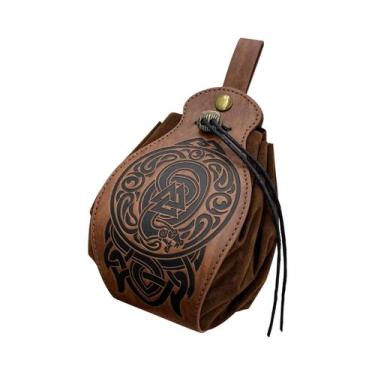 Imagem de Bolsa De Couro Vintage Para Adultos Com Cordão, Acessório De Fantasia 