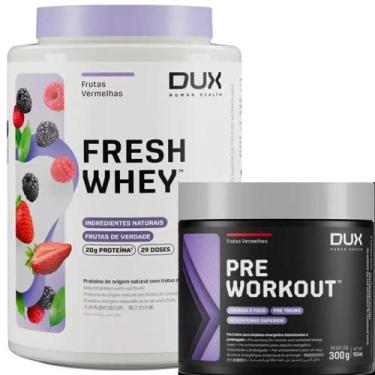 Imagem de Whey Protein DUX Fresh Whey Frutas Vermelhas 900gr E Pré Treino Pre Wo