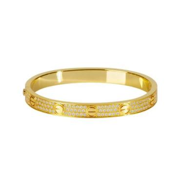 Imagem de Bracelete Inspiração C com Zircônias - Banhado em Ouro 18k - Tri Gata 