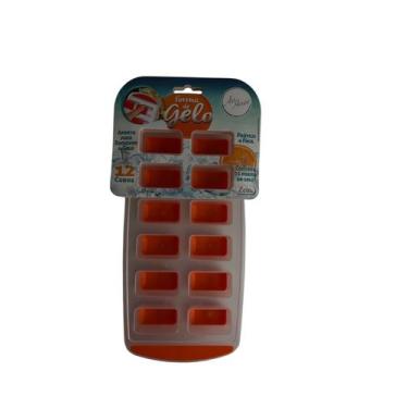Imagem de Forma de Gelo Funda Rigída 12 cubos Cor: Laranja - ART HOUSE