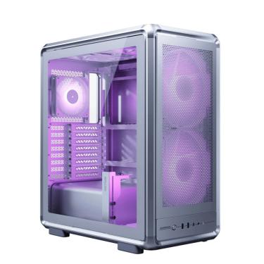 Imagem de Gabinete para Computador Masterframe 500 Mesh ARGB Mid Tower E-ATX Vidro Temperado Prata Cooler Master