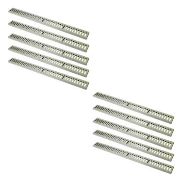 Imagem de Kit 10 Ralo Grelha Linear 3301X10GDA para Captação de Aguas Pluviais com Caixilho Bege GDA Industria e Distribuidora
