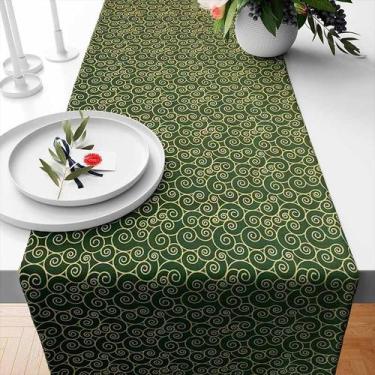 Imagem de Trilha Caminho de Mesa Natal Liso Poá Xadrez Floral Dourado 2 x 0,42m 