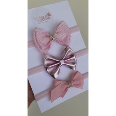 Imagem de Kit faixinhas bebê rosa glam - Encantos da Bella 