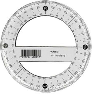 Imagem de Transferidor Maxcril 360o Chanfrado Poliestireno 1,6mm para Medição de Ângulos