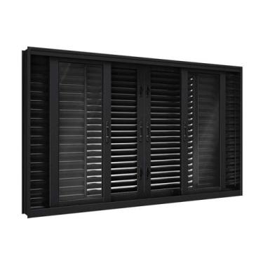 Imagem de Janela de Aço Veneziana Flex 6 Folhas 100x200cm Facilitá Lucasa Preto