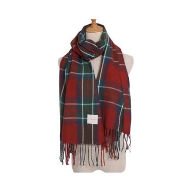 Imagem de Cachecol Feminino Xadrez Tartan Quente E Macio, Longo, Ideal Para Pres